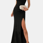 Keira – Sleek V-Neck Maxi Dress with Thigh-High Slit