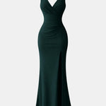 Keira – Sleek V-Neck Maxi Dress with Thigh-High Slit