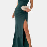 Keira – Sleek V-Neck Maxi Dress with Thigh-High Slit