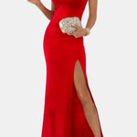 Keira – Sleek V-Neck Maxi Dress with Thigh-High Slit