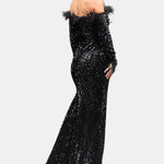 Kendall - Sequin Off-Shoulder Feather Evening Dress