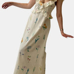 Khaleesi – Off-White Floral Ruffle Maxi Dress