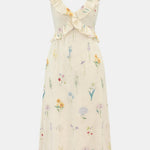 Khaleesi – Off-White Floral Ruffle Maxi Dress