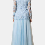Kylee – Butterfly-Embroidered Lace Maxi Dress with Sheer Sleeves