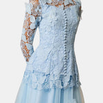 Kylee – Butterfly-Embroidered Lace Maxi Dress with Sheer Sleeves