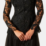Kylee – Butterfly-Embroidered Lace Maxi Dress with Sheer Sleeves