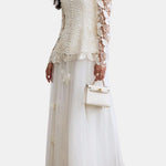 Kylee – Butterfly-Embroidered Lace Maxi Dress with Sheer Sleeves