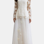 Kylee – Butterfly-Embroidered Lace Maxi Dress with Sheer Sleeves