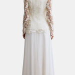 Kylee – Butterfly-Embroidered Lace Maxi Dress with Sheer Sleeves