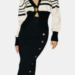 Kylie – Contrast Knit Metallic Button Cardigan