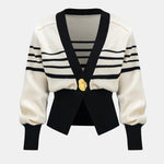 Kylie – Contrast Knit Metallic Button Cardigan