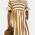 Lanie – Striped Short Sleeve Midi Dress