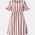 Lanie – Striped Short Sleeve Midi Dress