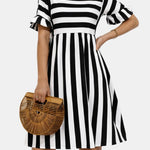 Lanie – Striped Short Sleeve Midi Dress