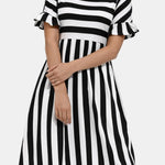 Lanie – Striped Short Sleeve Midi Dress