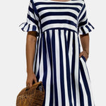 Lanie – Striped Short Sleeve Midi Dress