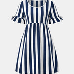 Lanie – Striped Short Sleeve Midi Dress