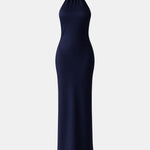 Laurel – Scarf-Neck Maxi Dress with Elegant Open Back Silhouette