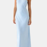 Laurel – Scarf-Neck Maxi Dress with Elegant Open Back Silhouette