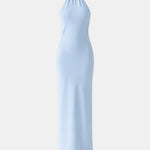 Laurel – Scarf-Neck Maxi Dress with Elegant Open Back Silhouette