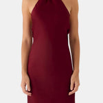 Laurel – Scarf-Neck Maxi Dress with Elegant Open Back Silhouette