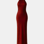 Laurel – Scarf-Neck Maxi Dress with Elegant Open Back Silhouette