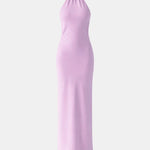 Laurel – Scarf-Neck Maxi Dress with Elegant Open Back Silhouette