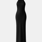 Laurel – Scarf-Neck Maxi Dress with Elegant Open Back Silhouette