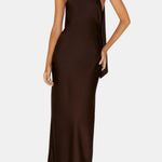Laurel – Scarf-Neck Maxi Dress with Elegant Open Back Silhouette