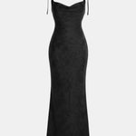 Leena – Cowl Neck Tie Strap Long Dress
