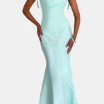 Leena – Cowl Neck Tie Strap Long Dress