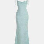 Leena – Cowl Neck Tie Strap Long Dress