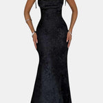 Leena – Cowl Neck Tie Strap Long Dress