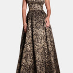 Lenora – Strapless Jacquard Maxi Dress with Sculpted Bodice