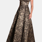Lenora – Strapless Jacquard Maxi Dress with Sculpted Bodice