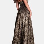 Lenora – Strapless Jacquard Maxi Dress with Sculpted Bodice