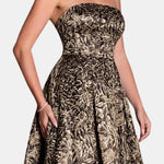 Lenora – Strapless Jacquard Maxi Dress with Sculpted Bodice
