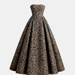 Lenora – Strapless Jacquard Maxi Dress with Sculpted Bodice