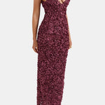 Leticia – Appliqué V-Neck Slit Maxi Dress