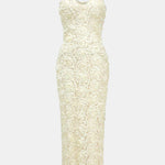 Leticia – Appliqué V-Neck Slit Maxi Dress