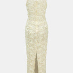 Leticia – Appliqué V-Neck Slit Maxi Dress