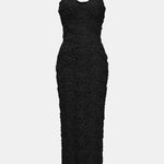 Leticia – Appliqué V-Neck Slit Maxi Dress