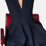 Lia – Solid V-Neck Puff Hem Sweater Cardigan