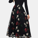 Loretta – Embroidered A-Line Maxi Dress with Long Sleeves