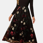 Loretta – Embroidered A-Line Maxi Dress with Long Sleeves