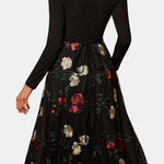 Loretta – Embroidered A-Line Maxi Dress with Long Sleeves