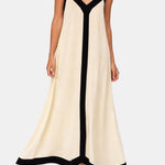 Lucerra – Contrast Trim Slip Old Money Long Dress in Off White