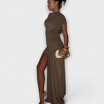 Lucina – Round Neck Geometric Maxi Dress