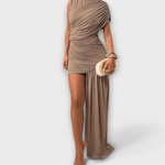 Lucina – Round Neck Geometric Maxi Dress