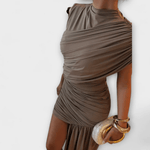 Lucina – Round Neck Geometric Maxi Dress